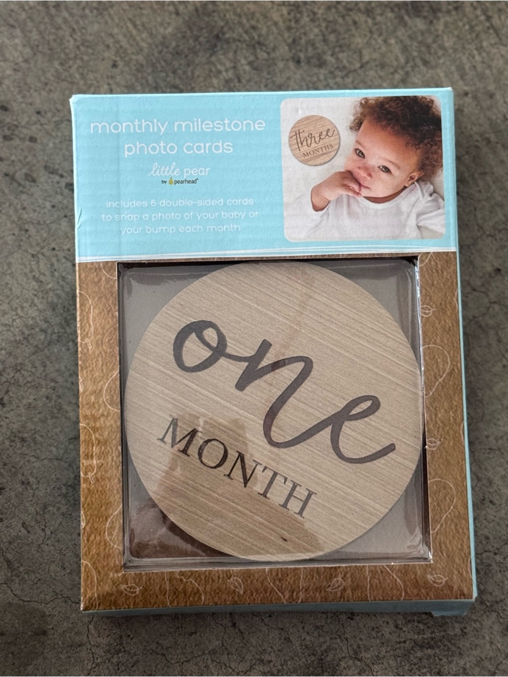Pearhead Monthly Milestone Photo Cards - Light Blue and Wood